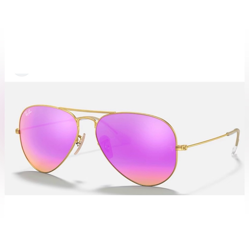 Ray-Ban RB3025 Aviator Sunglasses 55mm Pink Flash Lenses Gold Frame 112/4T New